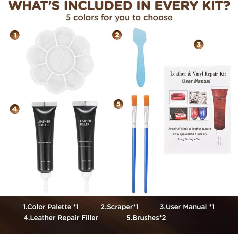 Kenbry Store Vinyl and Leather Repair Kit, Black Vinyl Repair kit for Car Interiors, Furniture, Couches,Shoes,Restore Leather Scratch, Tears & Burn Hole - Image 2